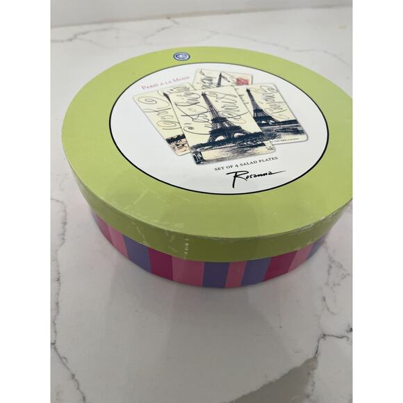 Ceramic Dessert Appetizer Plates Eiffel Tower Set of 4 Rosanna Paris  NW Box - Picture 11 of 11